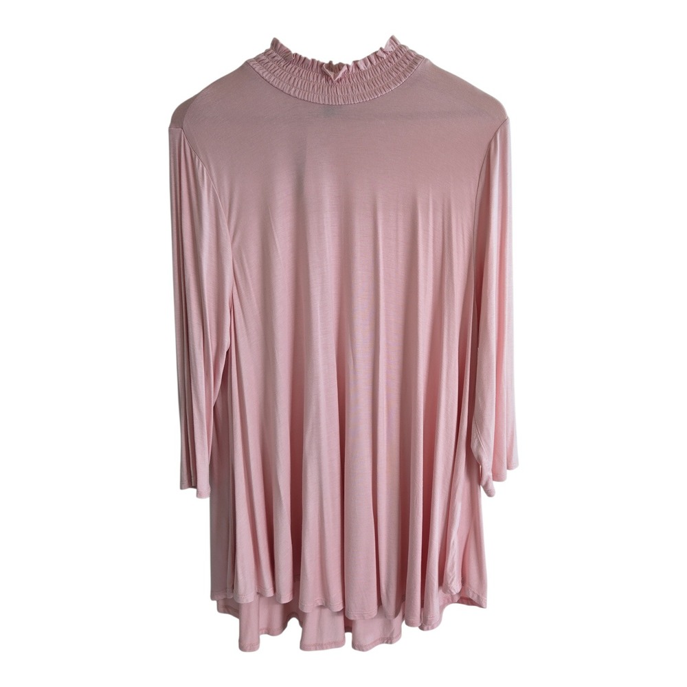 Lane Bryant Pink Smocked Mock Neck Bell Sleeve Swing Top‎ Plus Size 18/20 Comfy